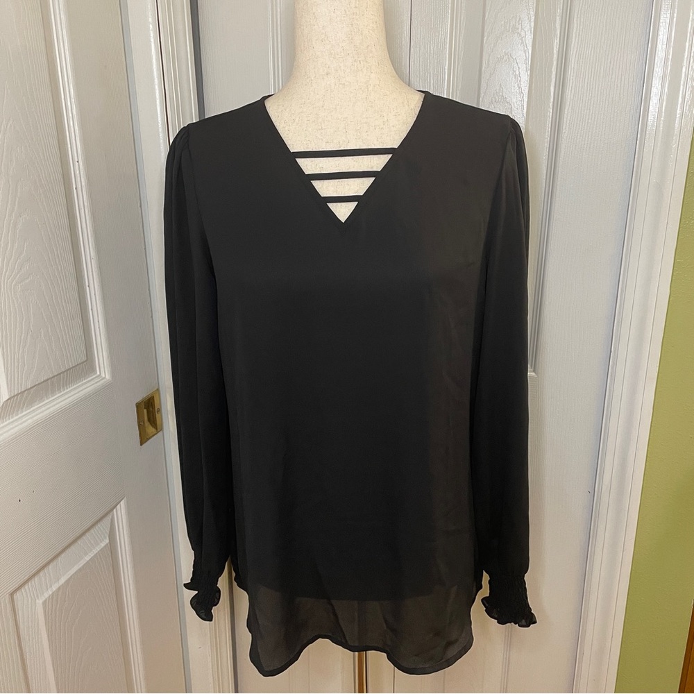 Ladder neckline blouse top